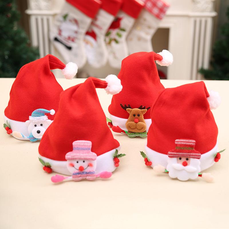 Christmas Decorations Red Children's Fingers Old Man Christmas Hat Christmas Gift Children Cartoon Christmas Hat Handmade