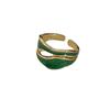Geometric Double Layer Hollow Ring Open Adjustable Band Irregular Shape Enamel Inlay Fashion Jewelry for Women