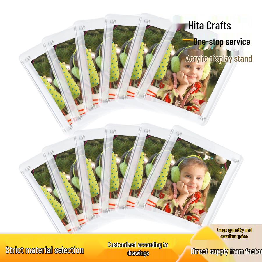 Acrylic Magnetic Double-Sided Photo Frame with Strong Magnet Clips - Customizable 