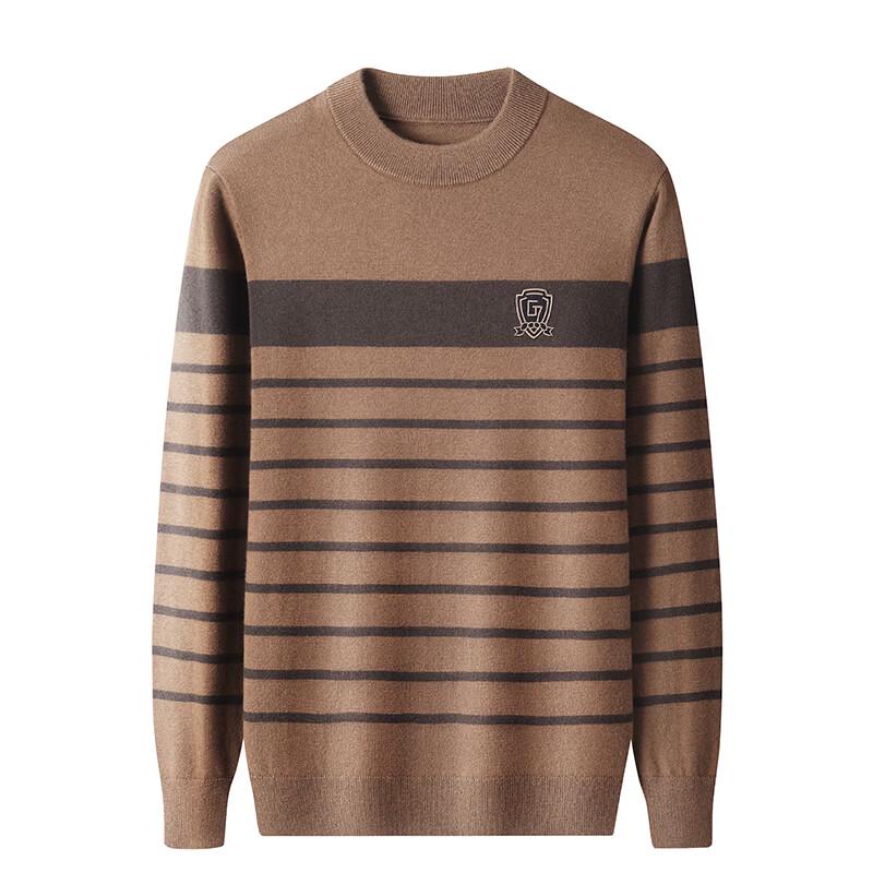 Hengyuanxiang Men's 100% Wool Thickened Warm Crew Neck Knit Sweater