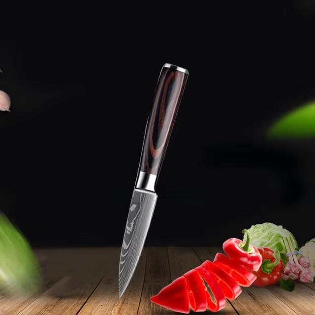 

Дамасский лазерный японский нож шеф-повара, набор ножниц, профессиональные кухонные ножи, нож сантоку, нож для обвалки из нержавеющей стали