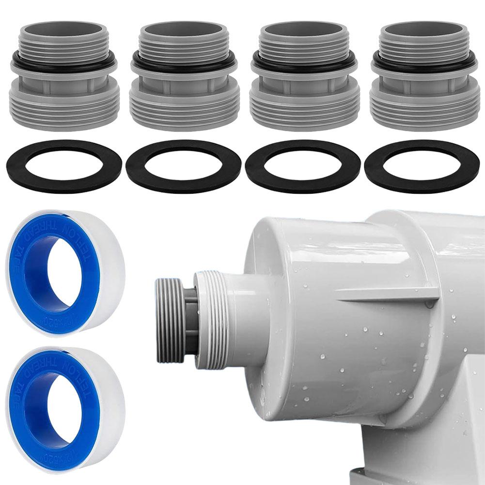 4 Pack Pool Hose Conversion Adapters with Clamp Washer Pool Pump Adapter Pool Filter Pump Hose Adapter for Above Ground Pools