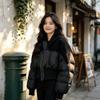 Womens Short Cotton Puffer Coat Winter Slim Fit Casual Warm Jacket Petite Ladies Stand Collar Zip Up Solid Color