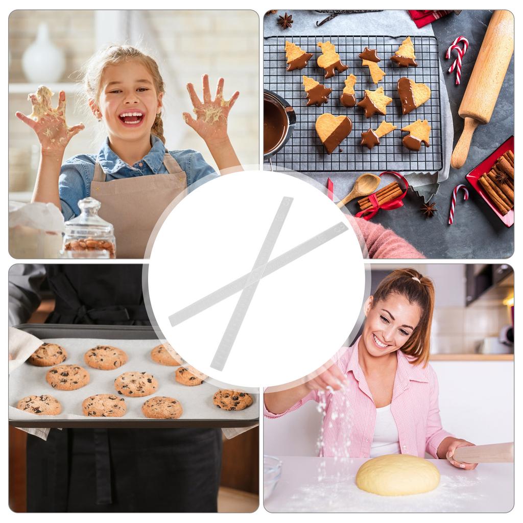 2Pcs Acrylic Baking Ruler Dough Thickness Guide Biscuit Leveling Tool Rolling Pin Companion for Consistent Pastry Crust
