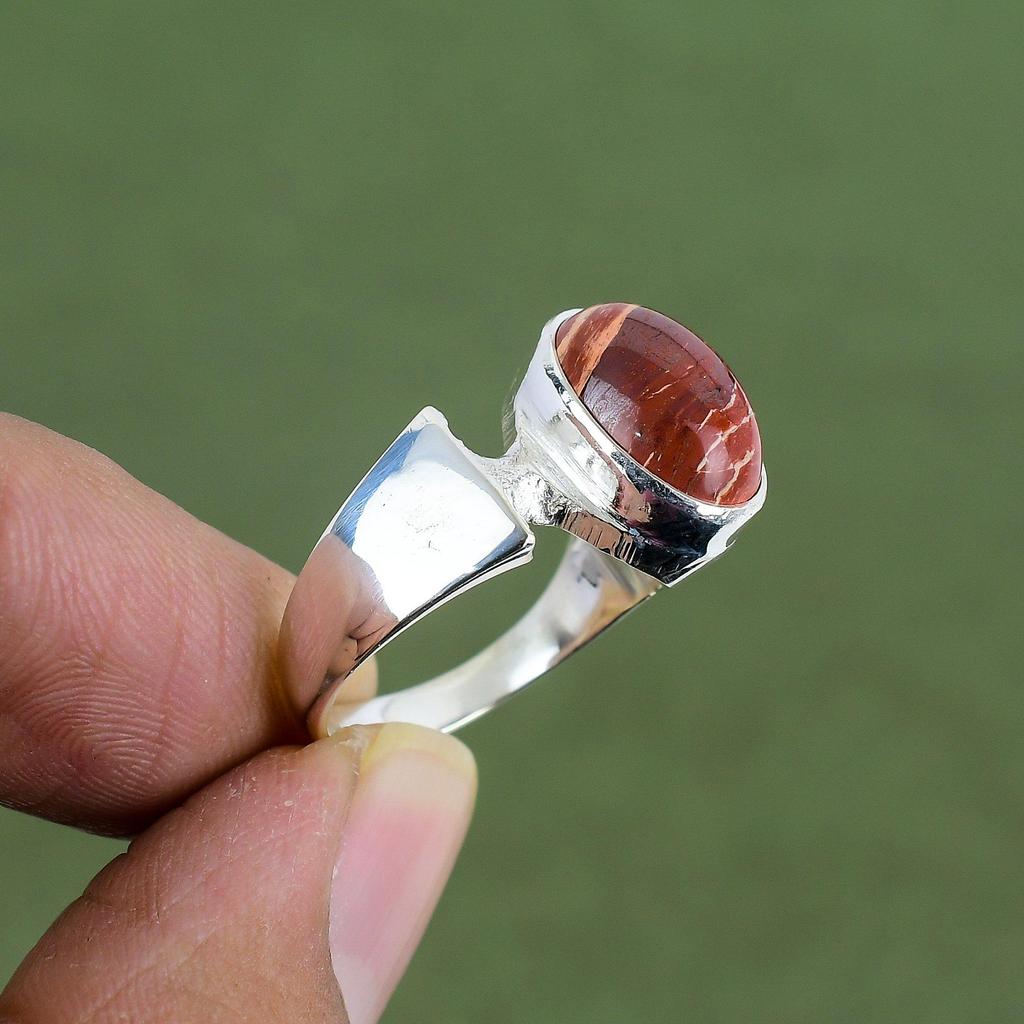Roter Schlangenhaut-Jaspis Ring 925 Sterling Silber Ring Wunderbarer Schmuck Edelsteinring Handgefertigter Silberschmuck Für Geschenke Erhältlich in Ringgröße