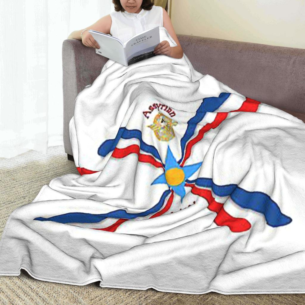 Luxury Assyrian Suryoyo Flag Blanket Breathable Fleece Sofa Throw Blanket for Home Bedroom Travel Throws Bedspread Quilt