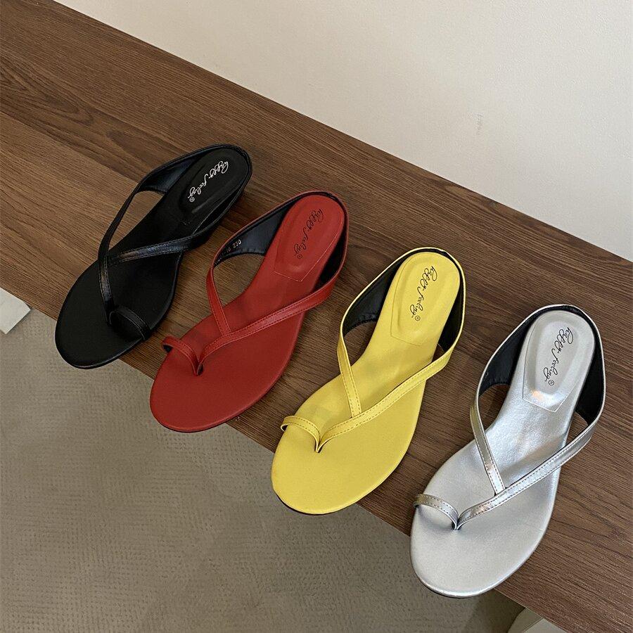 Fashion Bailamos Summer Square Low Heel Women Slipper Fashion Narrow Band Ladies Sandal Outdoor Beach Casual Slides Shoes Big Size 40