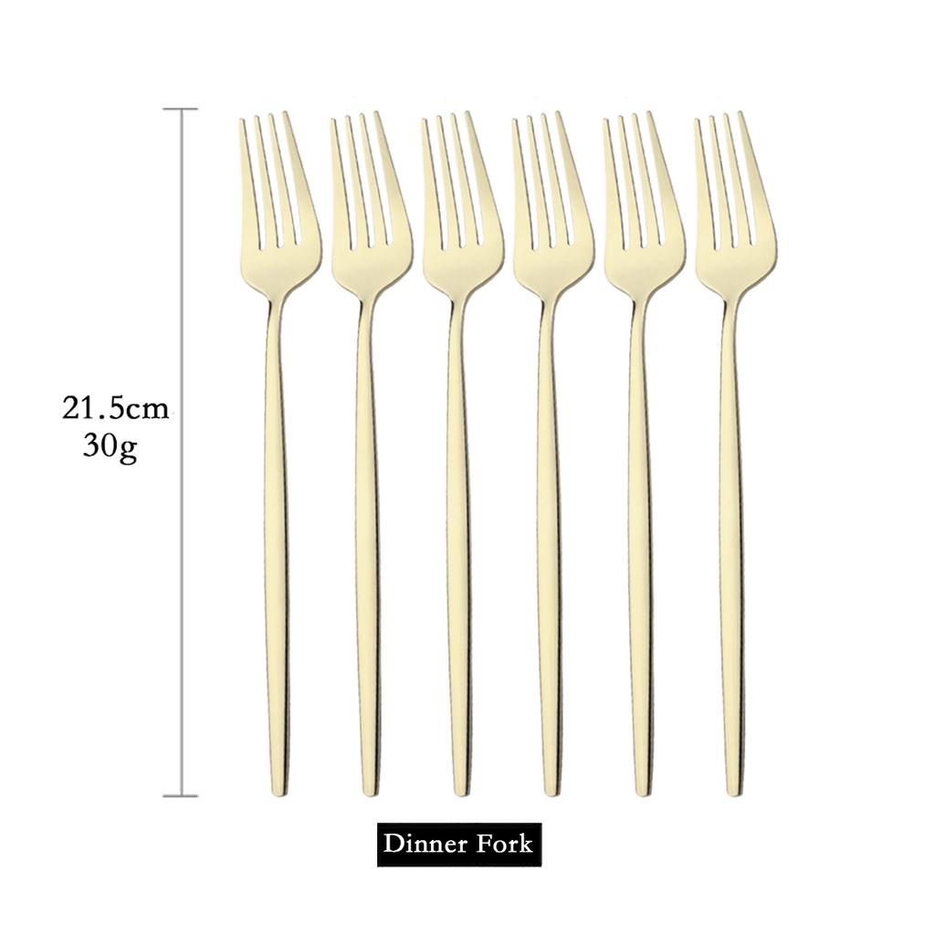 6Pcs Colorful Cutlery Set Stainless Steel Dinner Fork Set Dessert Cake Fork Fruit Salad Fork Tableware Set Kitchen Flatware Set