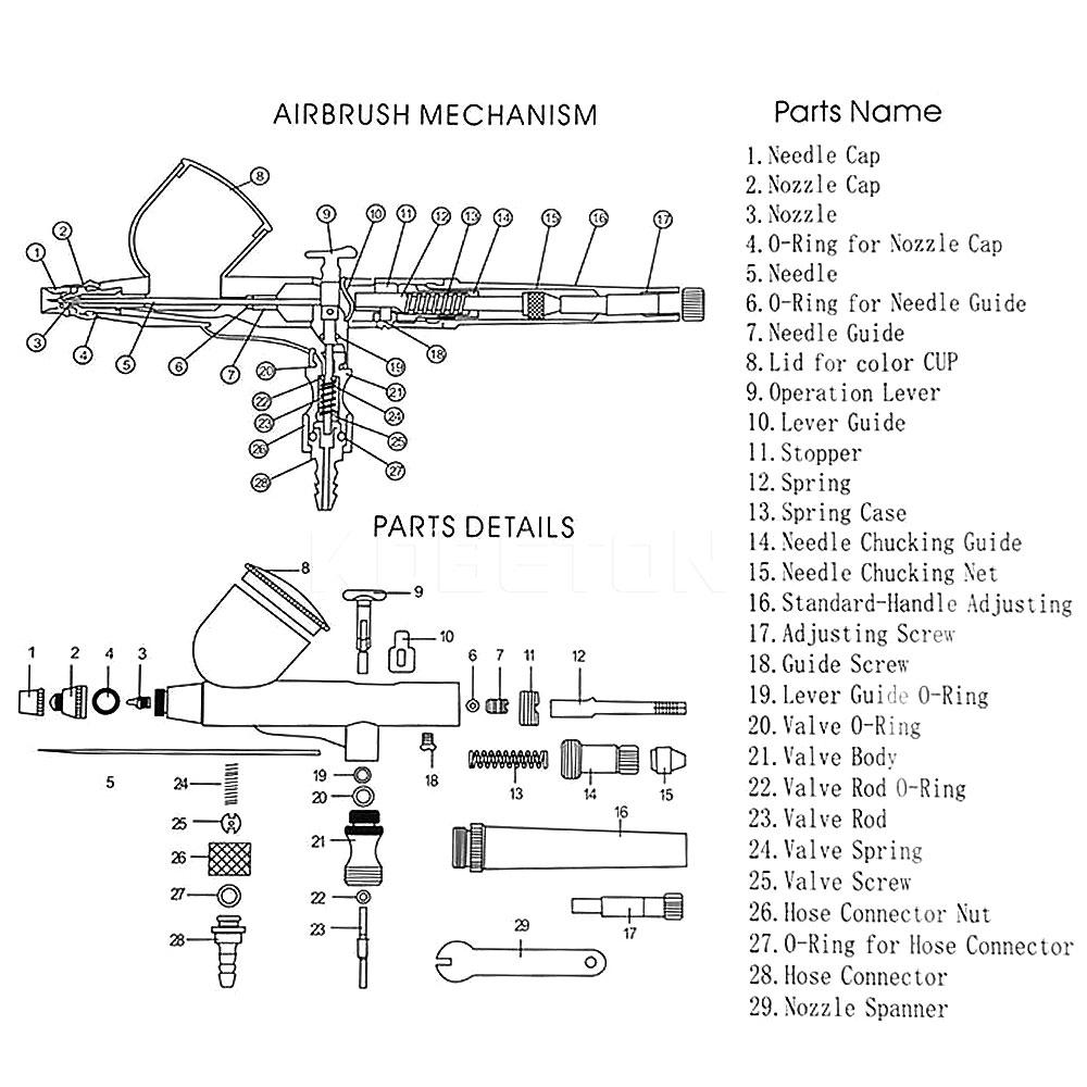 0.3mm Dual Action Airbrush Spray Gun Airless Air Gravity Model Feed Spray Gun For Body Painting and Model Painting Nail Tool