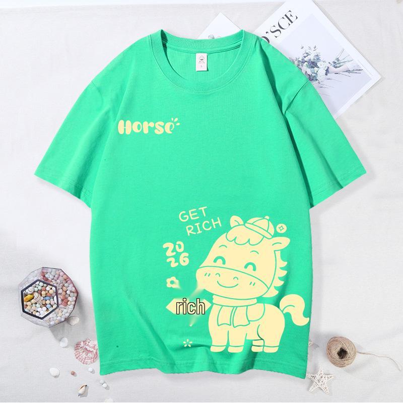 2026 Year of the Horse Red Parent-Child Festive T-shirts for Family of Three or Four