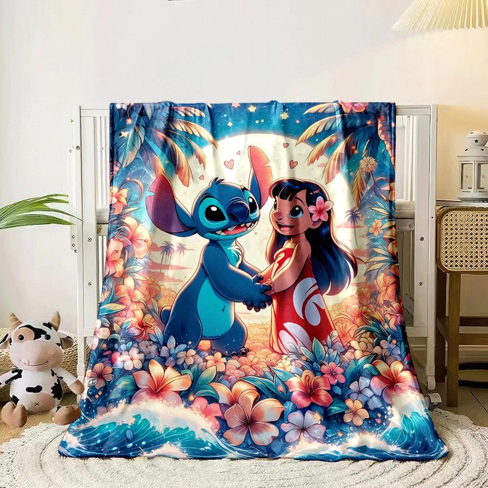 A tropical scene with flowers, palm trees, ocean waves, and starry sky. for all seasons blanket lunch break throw gift 80cm x 120cm