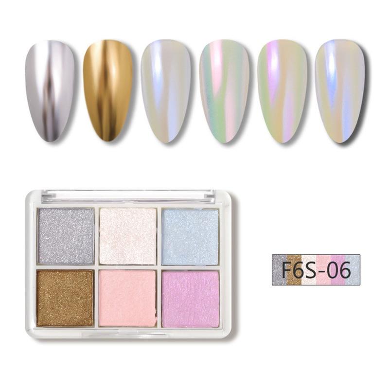 Nail 6 Color Solid Magic Mirror Powder Multicolor Art Glitter Powder Aurora Powder  Magic Mirror Powder Nails Pigments Decorations Manicure Tool