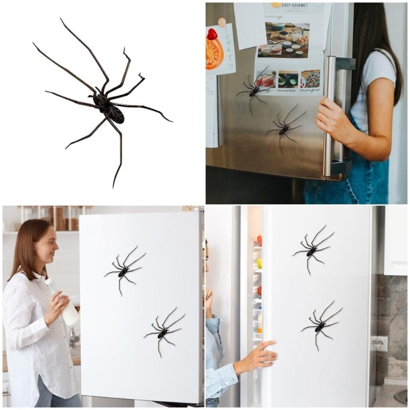 Soft Realistic Spiders Magnet Plastic Magnetic Refrigerator Sticker for Kitchen Fridge and Whiteboard Office Partitions