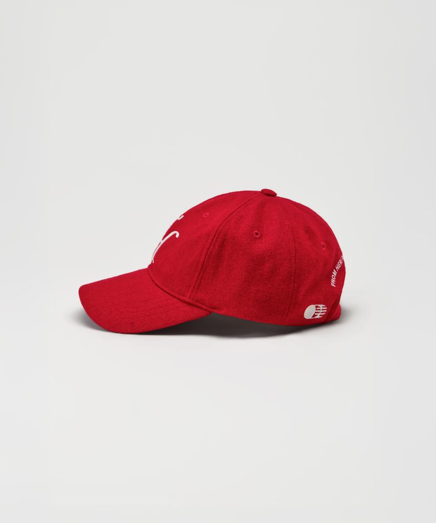 Teulaepighamoni Wool Blend Th Applique Logo Deep-Fit Ballcap_Red
