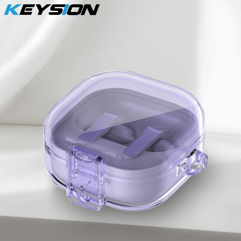 

KEYSION Hard PC HD Transparent Earphone Case for Samsung Buds4 Pro With Switch Shockproof Headphone Cover for Galaxy Buds 4 Pro for Galaxy Buds4 фиолетовый