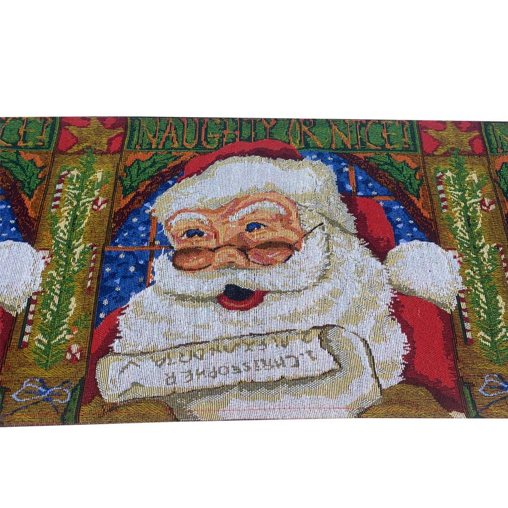 Inyahome Weihnachten Lang Jacquard Vintage Tischläufer Weihnachtsmann Tischwäsche Baumwolle Tischdecke Innen Außen Party Heimdeko