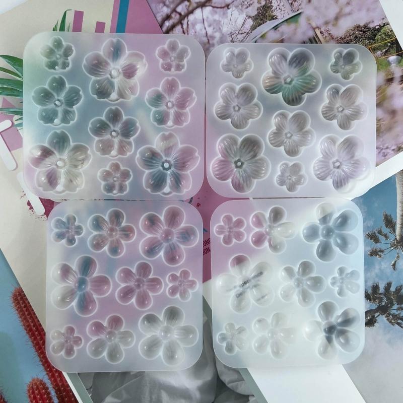 Five Petals Flower Silicone Mold Cherry Flower Epoxy Casting Mold Fragrant Gypsum Resin Mold for Car Pendant Ornament