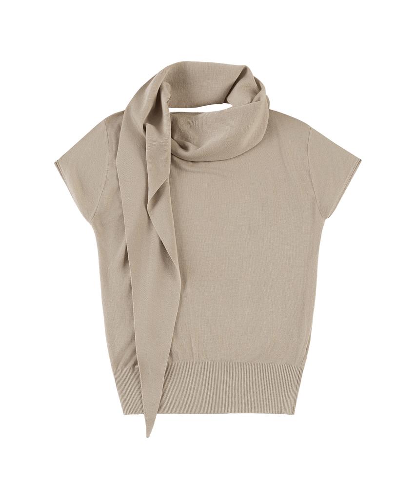 Siyajyu Sikn2178 Cowl Scarf Knit Top_Beige