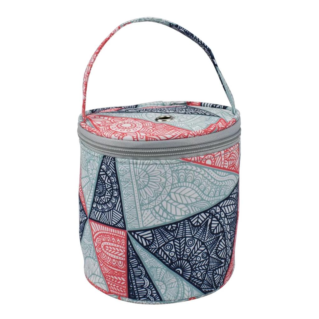 Yarn Storage Bag Storage Bucket Bag Handmade Crochet Bag Wristlet Bag Portable with Built-in Holes Travel-Friendly