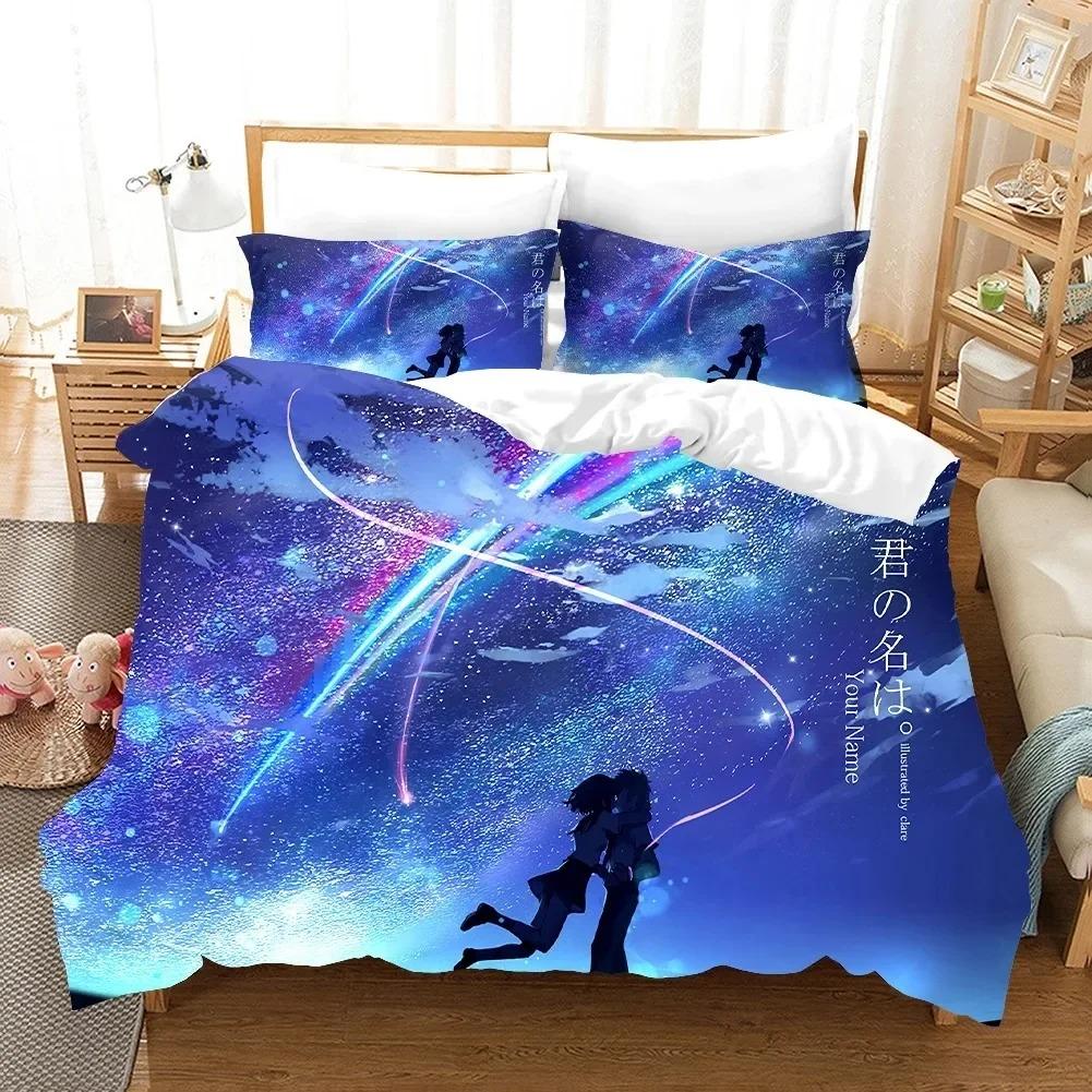 Anime Your Name Luxury Bedding CollectionDuvet Cover Comforter Bed Collection Quilt Cover PillowcaseKing Queen Twin Size Boys Girls Adultse