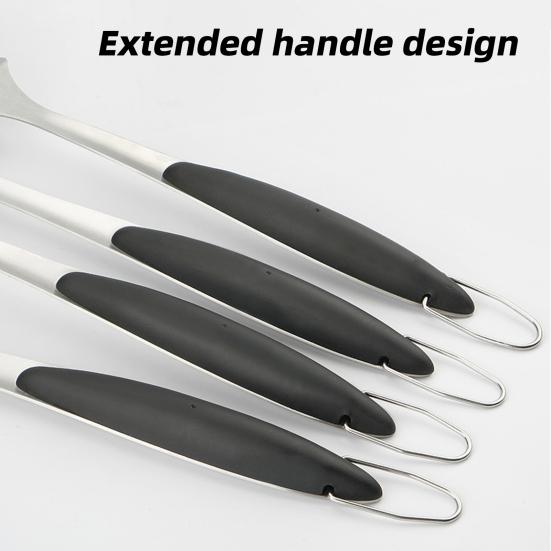 5Pcs BBQ Grill Tool Set with Spatula Tongs Fork Brush Skewers And Case Outdoor Baking Utensils for Parties Camping Restaurants