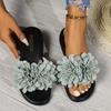 Fashion Fashionable Wedge Sandals for Women 2024 Summer New Beach Thick-soled Flower Decorated High-heeled Slippers for Women Large Size
