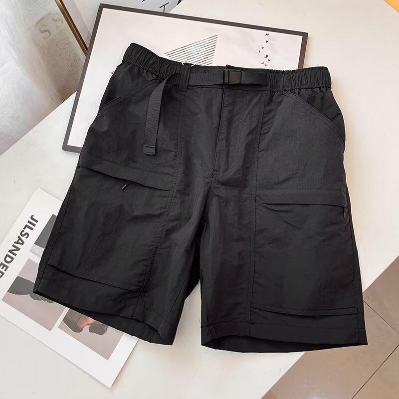 

Модные шорты в стиле outdoor, нейтральные хаки, эластичный пояс с регулируемым ремнем, удобные шорты для повседневной носки и расслабленного стиля M чёрный