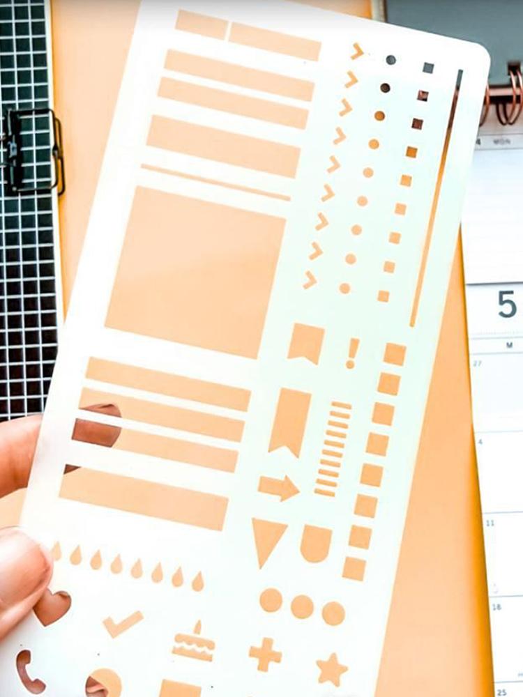 Calendar Stencil Planner Stencil Reusable Ruler Dotted Accessories for Habit Tracker Lists Planning Banners Lettering Stamps