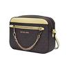 Michael Kors MK Jet Set Monogram Logo Chain PVC And Leather Shoulder Bag Women Shoulder Bag Yellow Acorn-Brown 35S1GTTC9B-BUTTE