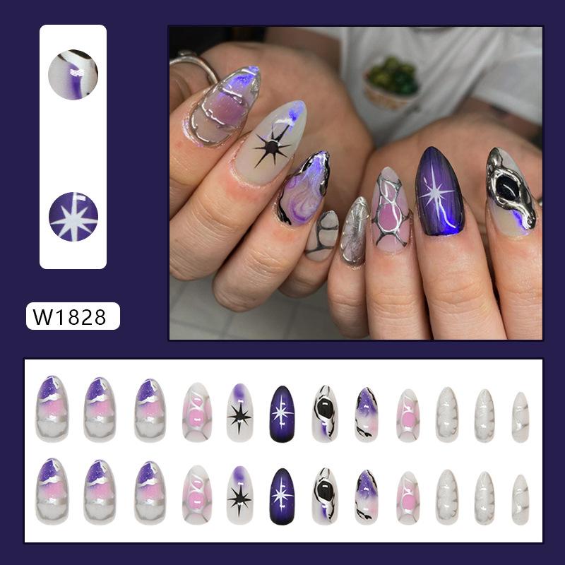 Starlight irregular stripes fine flash sweet cool girl European and American ins wind removable wearable nail art piece 24