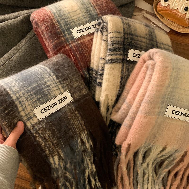 Autumn and winter fringed scarf women's season new imitation cashmere couple high-end versatile shawl student windproof warm scarf