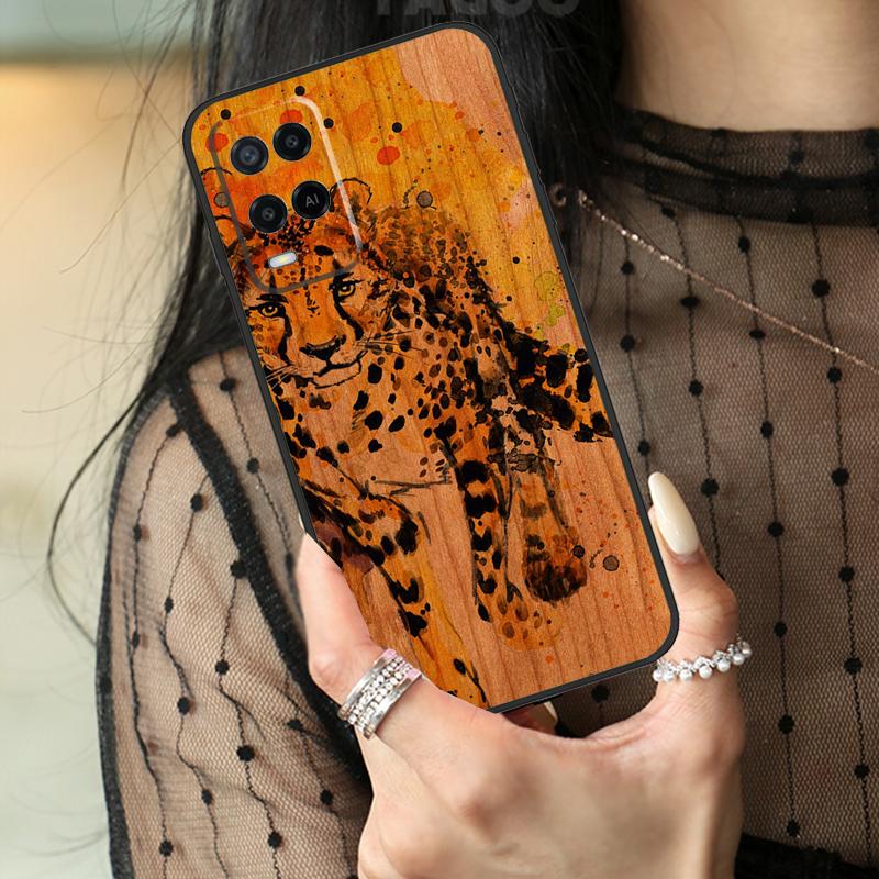 Deer Lion Elephant Wood Animal Case For Oppo A5 Pro A15 A17 A57 A77 A18 A38 A58 A78 A98 A94 A74 A54 A40 A60 A80 A96 A76 A16