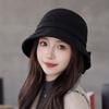 Back Split Bow Bucket Hat Women's Autumn and Winter New Sunscreen Basin Hat Elegant Temperament Versatile Plain Hat