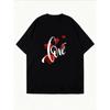 White Crew Neck T Shirt With Red Hearts And Love Text For Valentine's Day And Romantic Occasions