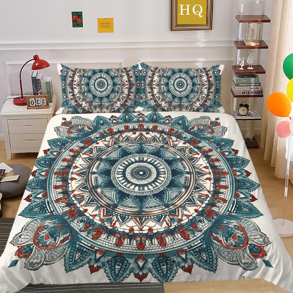 Set cuvertură pilote cu imprimeu Datura Bărbat Femeie Husă de pat Costum Queen Size Poliester Moale Textile pentru Casă