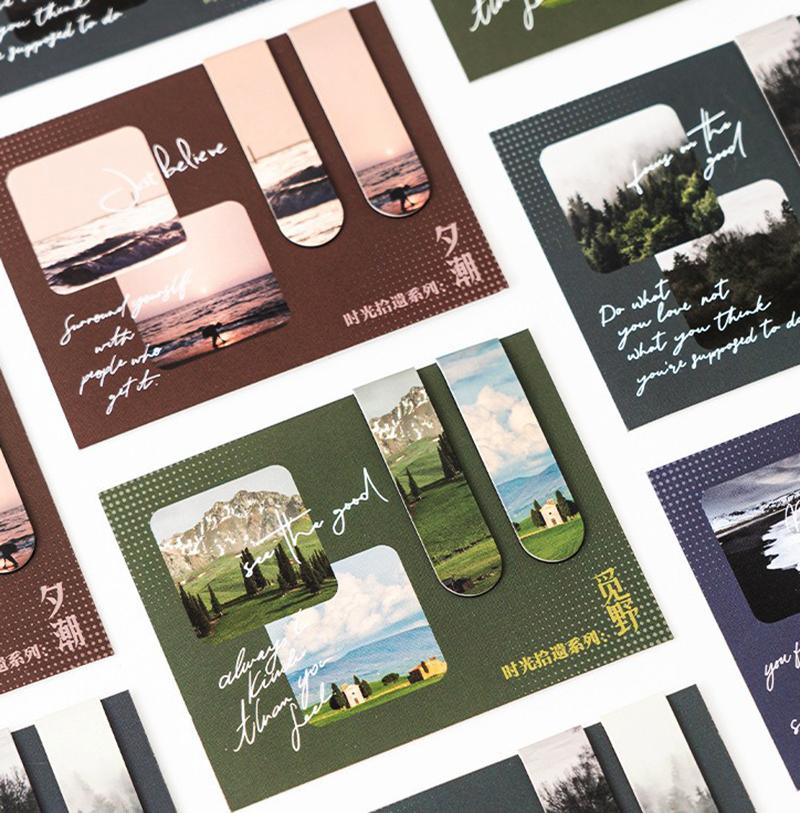 Creative Magnetic Bookmarks Beautiful Landscape Book Pages Marker Students Back To School Supplies Aesthetic Stationery Gifts
