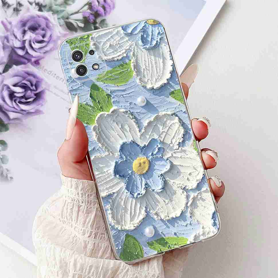 For Samsung Galaxy A22 5G Case SM-A226B Fashion Flower Bear Soft Silicone Cover For Samsung A22 A22 SM-A226BRN 6.6" Phone Casing