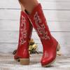 Vintage Embroidered Martin Boots Women's Summer Red Heel Boots Knight Boots Short Boots Western Cowboy Boots-3