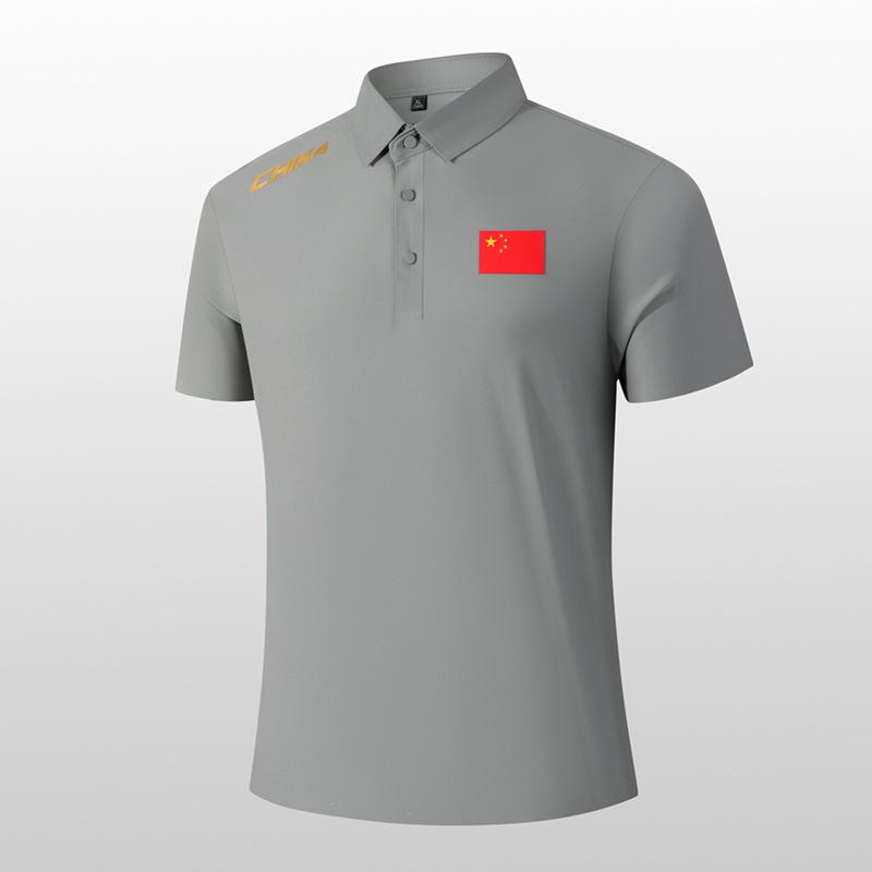 Men s Short-Sleeve Polo Shirt with Flag Logo, Custom Text Option, Summer Lapel Jacket, Performance Sportswear 3XL