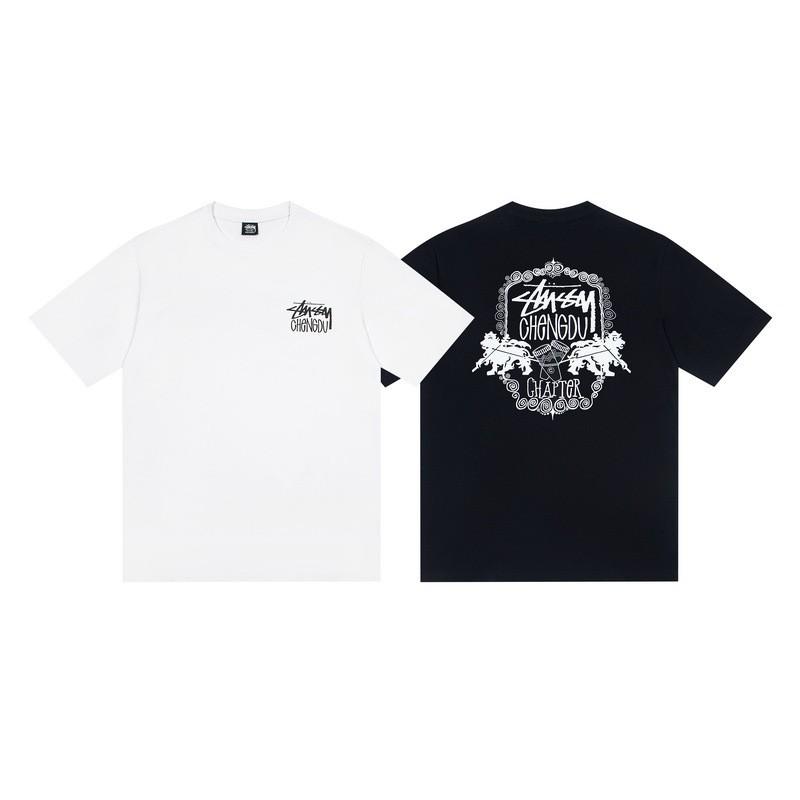 Stussy Nera 8 Classica Filigrana Stampa Lettere 2025 Unisex Streetwear Vestibilità Larga Maglietta in Cotone