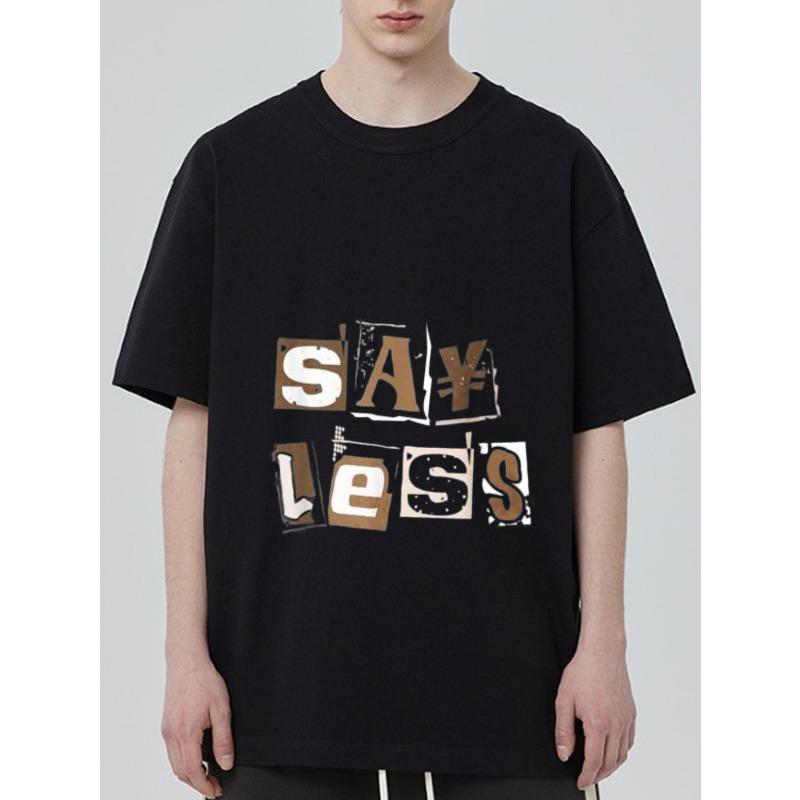 

Black Oversized T Shirt Say Less Graphic Print Streetwear Casual Wear for Men and Women XXXXL чёрный