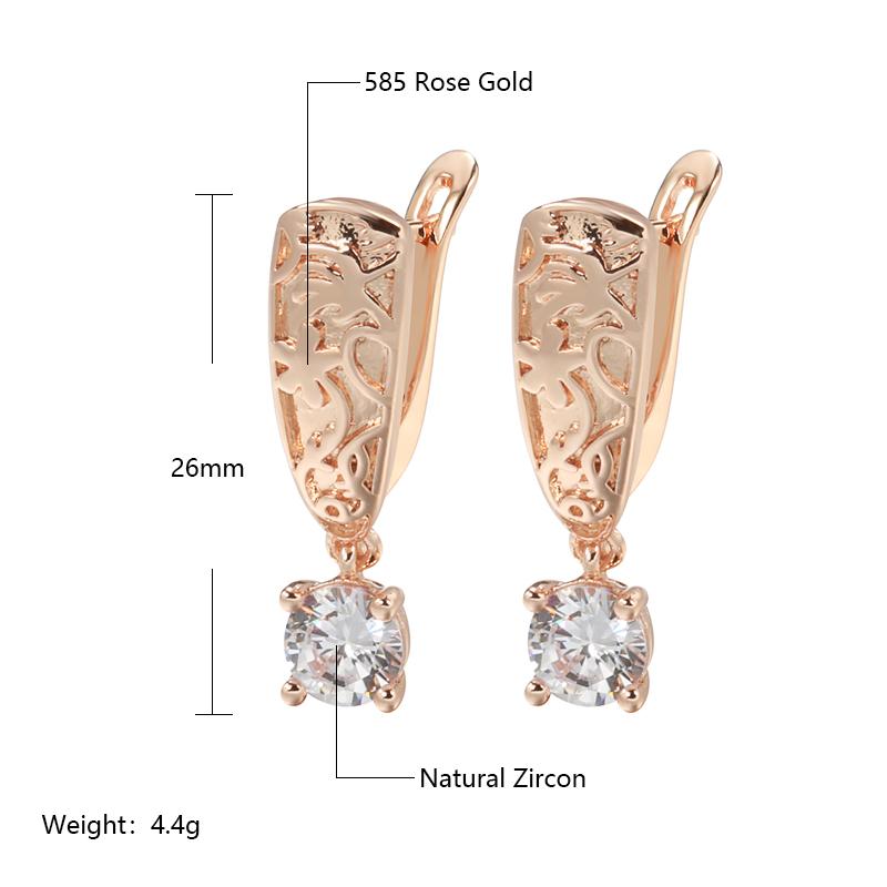 Unique Ethnic Bride Drop Earrings Women High Quality  Rose Gold Color Natural Zircon Fashion Wedding Daily Jewelry