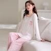 Women's Antibacterial Modal Pajama Set: Long Sleeve and Pants for Spring/Autumn, Comfortable and Sweet Home Wear.