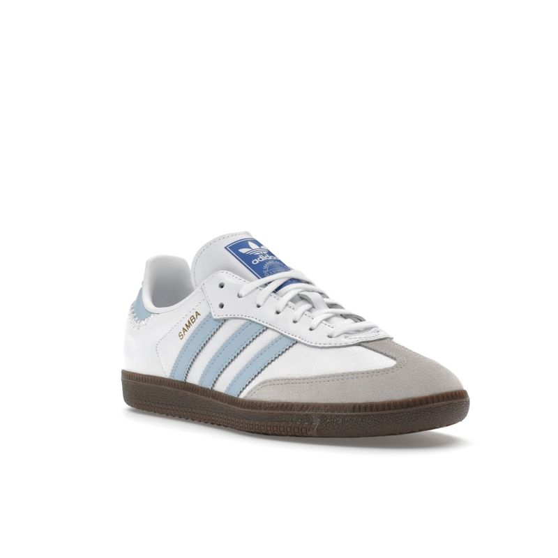 Adidas Samba OG J White Clear Sky Kids Sneakers Footwear-White Blue JI2009