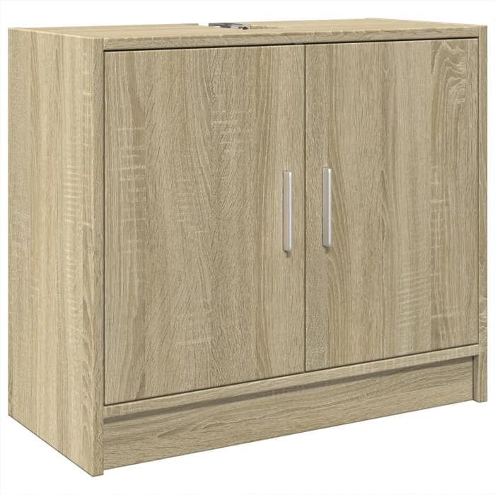VidaXL Armoire d'évier chêne sonoma 63x29x55 cm bois d'ingénierie, armoire de salle de bain, armoire de rangement salle de 848096