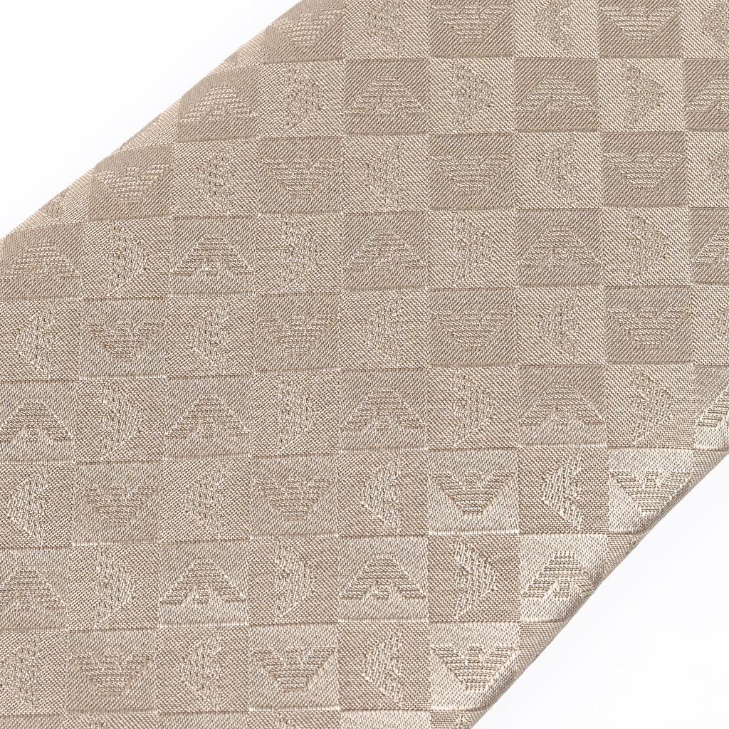 [Emporio Armani] Emporio Armani Herrenkrawatte, 7,5 cm breit, 100% Seide, Adler & Karomuster, Beige, MADE IN ITALY, 340075 2R612 003355 [Artikel]