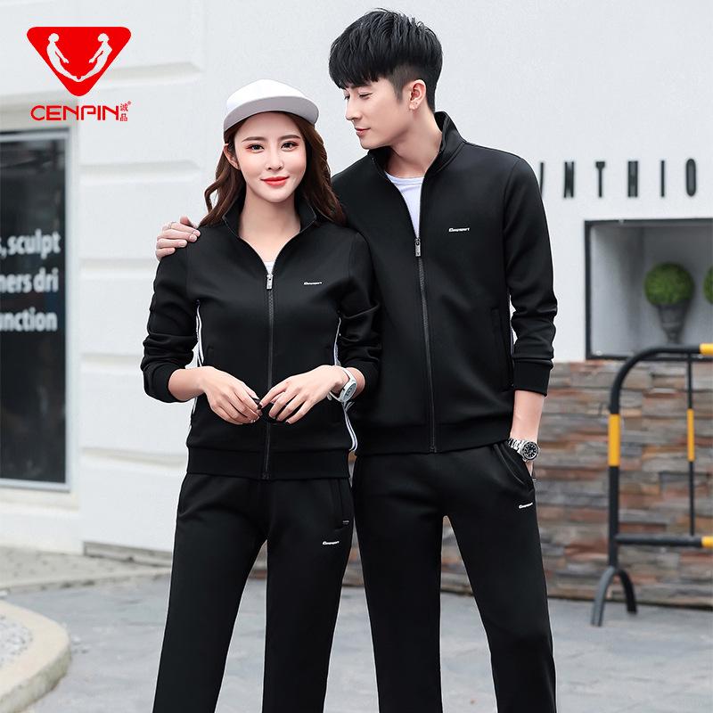 

Весенне-осенний спортивный костюм для пар в корейском стиле: Мужской и женский повседневный костюм-двойка L