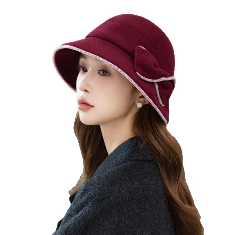 Autumn and Winter Hat Women's Bucket Hat Retro Versatile High Sense Bucket Hat Big Brim Washbasin Hat