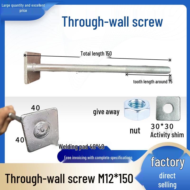 Galvanized Through-Wall Rod Bolt for Curtain Wall and Elevator Installation