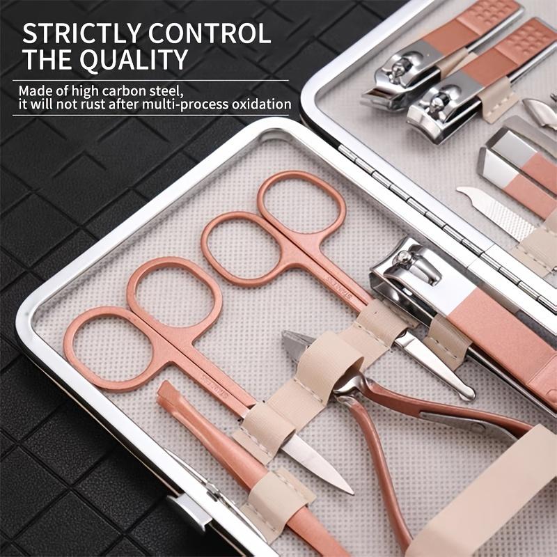 Obcinacz do paznokci Zestaw do manicure 7 w 1 Profesjonalny zestaw do pedicure ze stali nierdzewnej Nożyczki do paznokci Zestaw do pielęgnacji z czarnym skórzanym etui PU Do użytku domowego w podróży